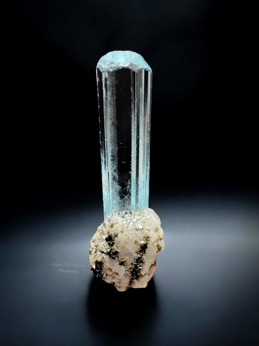 Aquamarine crystal on matrix well terminated from skardu Pakistan ( 17 carat )